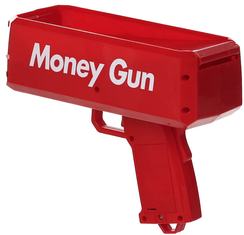 UB Pistol De Bani Money Gun Pentru Petreceri Bancnote Incluse Rosu 